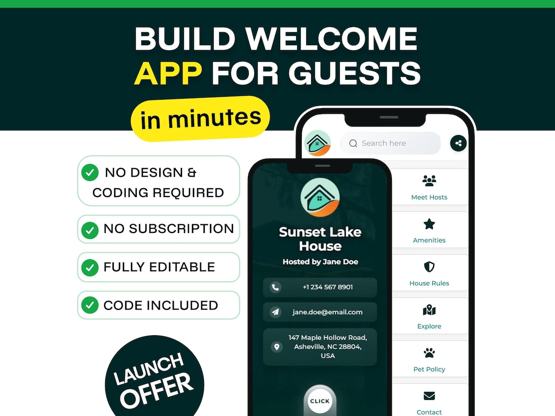 Airbnb Welcome Book Template | Editable Host Guidebook