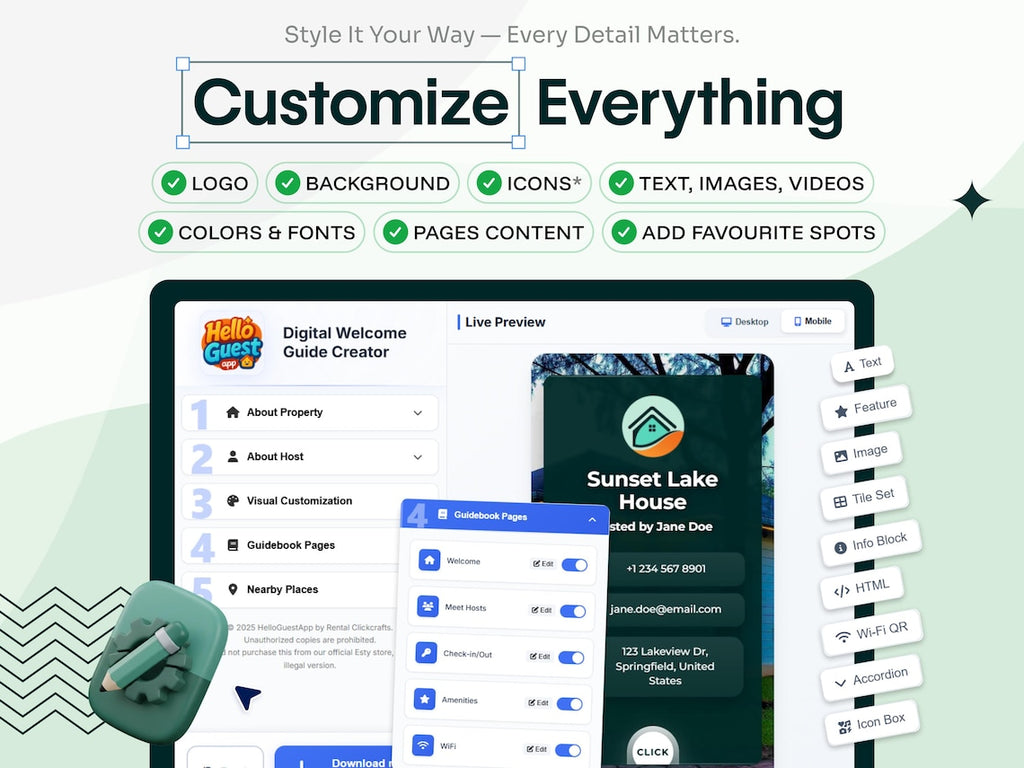 Airbnb Welcome Book Template | Editable Host Guidebook